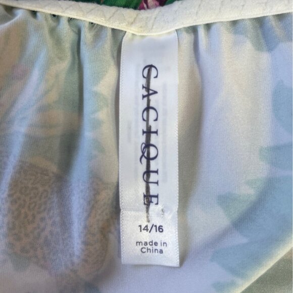Cacique Floral Print Camisole Sleep Shirt Womens L/XL Green New WOT Lace Trim - Picture 7 of 8